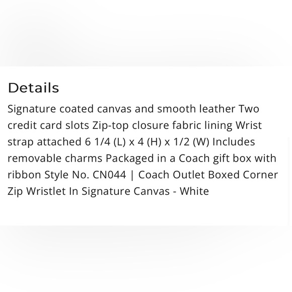 NWT Coach CN044 Boxed Leather Corner Zip Wristlet Purse Snowflake & C Charm - Picture 6 of 6